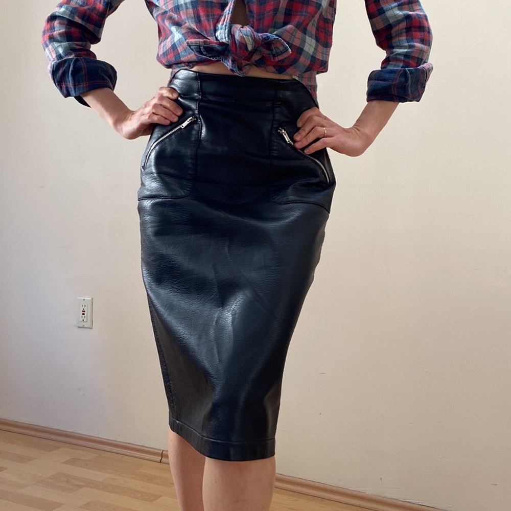 High Waist Leather Skirt
